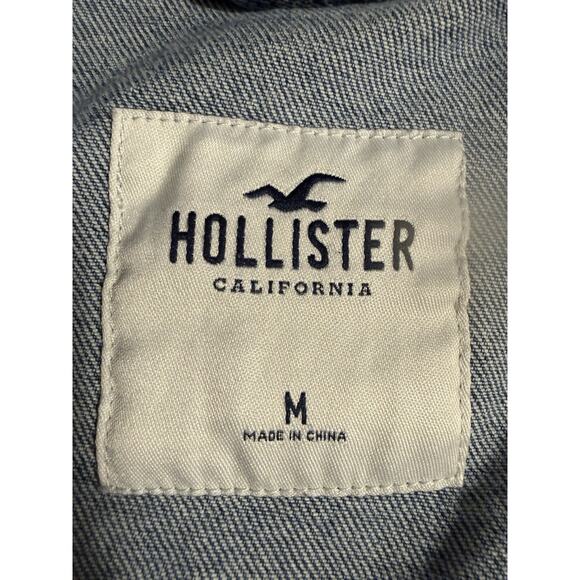 Abercrombie & Fitch Hollister Jean Jacket Sz Med Y2K Distressed - Picture 8 of 12